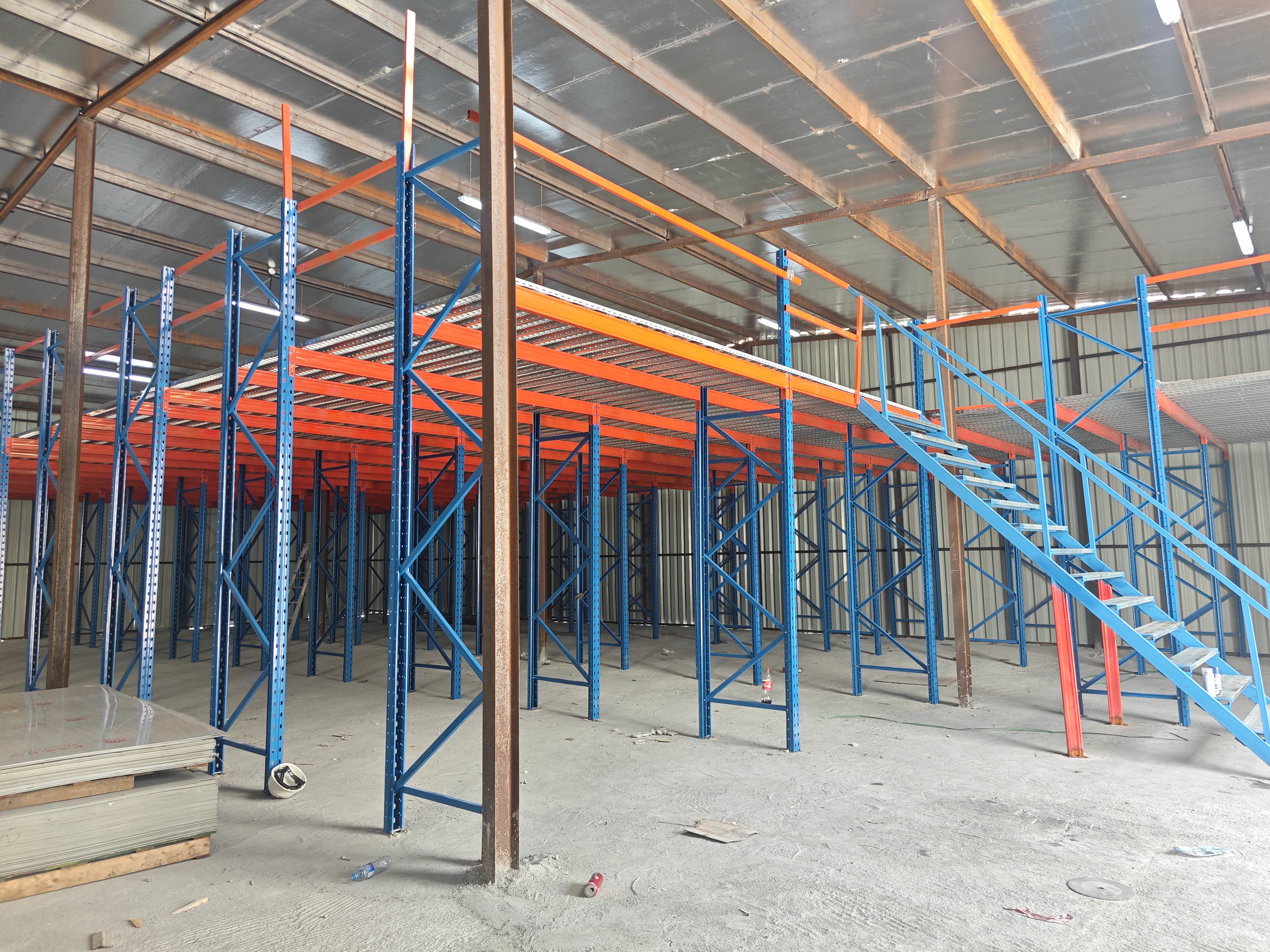 Custom steel mezzanine floor racking system installed in a 280 sqm warehouse in Ajman UAE-03