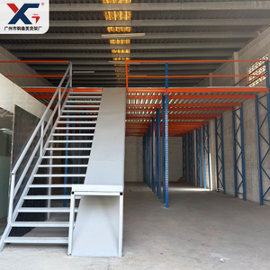 Custom Two-Tier Warehouse Mezzanine Racking Solution with Staircase & Guardrails | GXM SHELVING AND RACKING 