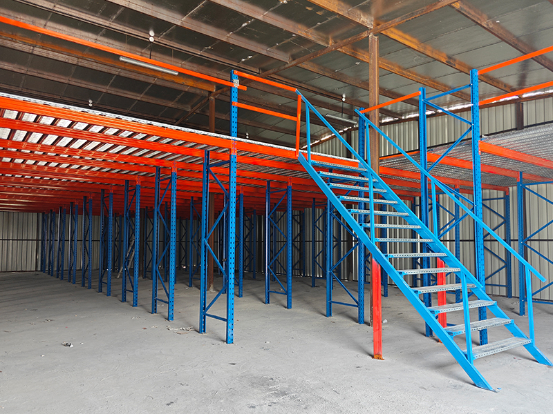 Custom steel mezzanine floor racking system installed in a 280 sqm warehouse in Ajman UAE-01.jpg